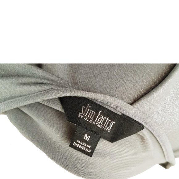 SLIM FACTOR By Investments Silver Shimmer Blouse - Women's M - Picture 8 of 8